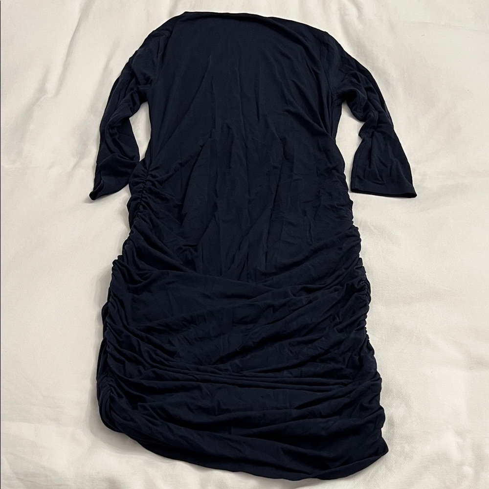 Ingrid & Isabel Elegant Navy Ruched Maternity Dress Size Medium - Picture 4 of 6